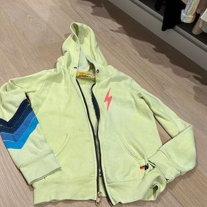 Kids Aviator Nation hoodie. Neon yellow size 10